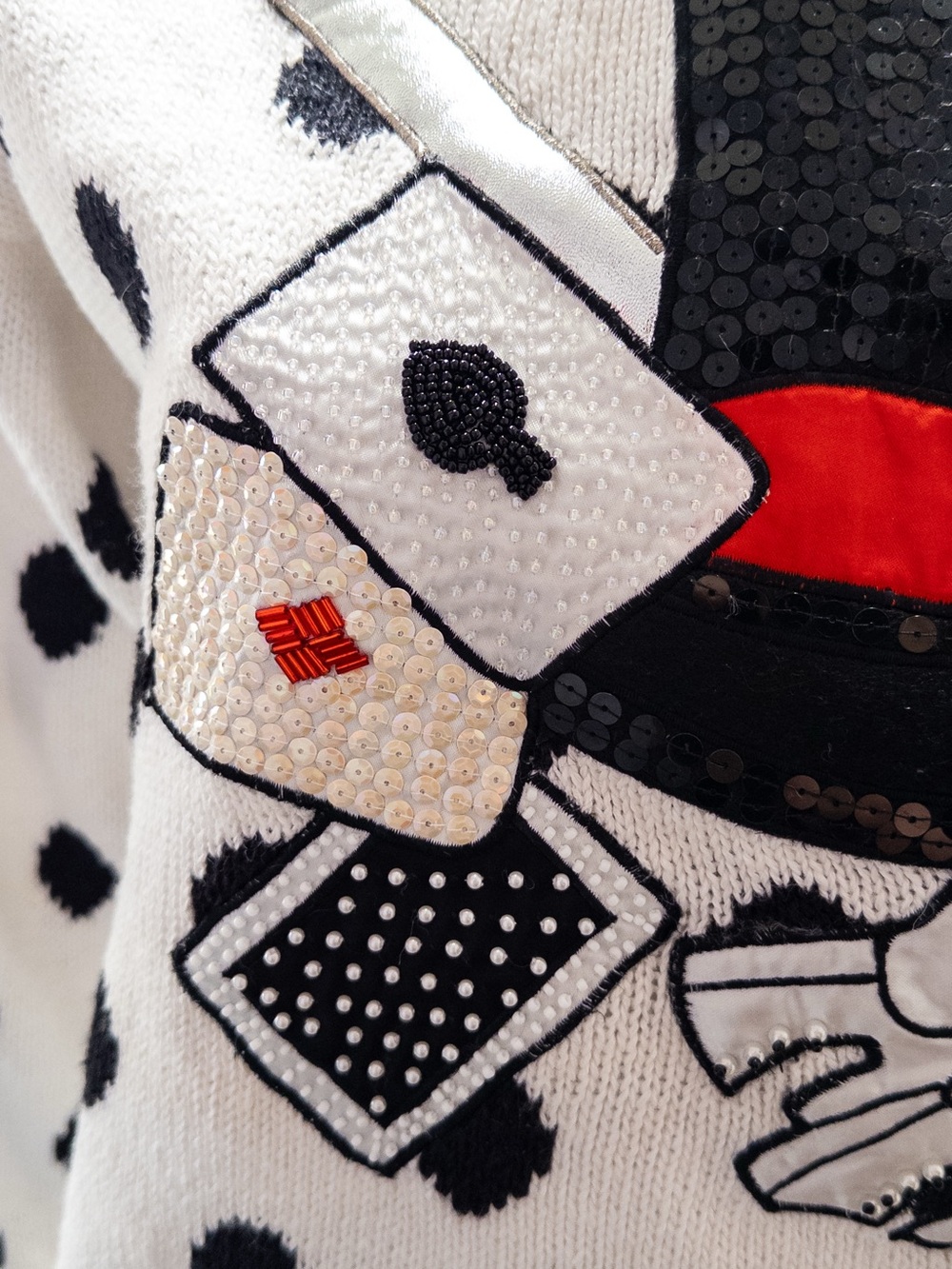 Vintage Bonnie Boerer Magician Illusionist Sequin Embellished Polka Dot Sweater - Picture 11 of 12